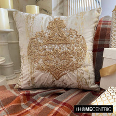 Shimmer Ornament - Gold Velvet Decorative Throw Cushion Cover