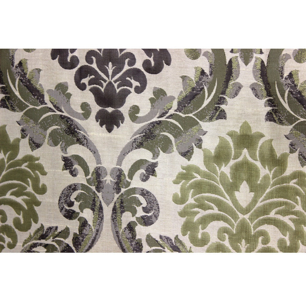 Green And Grey Jacquard Fabric By The Metre