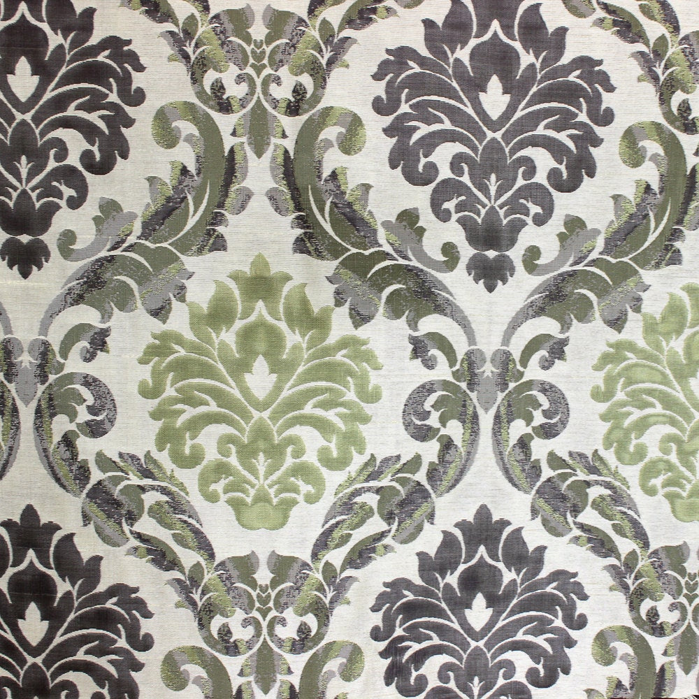 Green And Grey Jacquard Fabric By The Metre