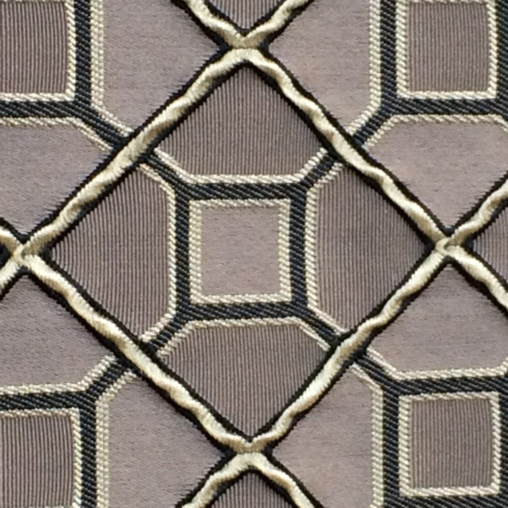 Grey And Black Tile Jacquard Fabric By The Metre