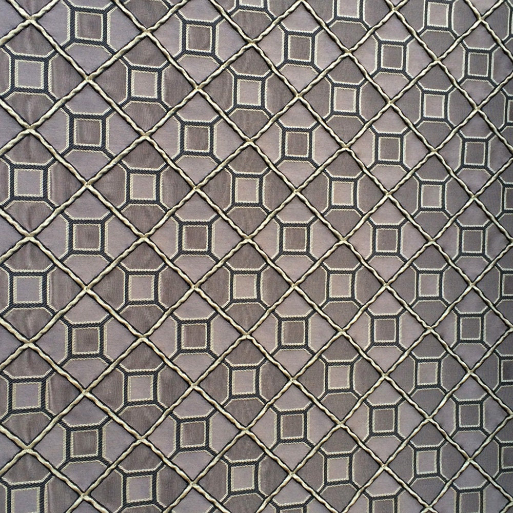 Grey And Black Tile Jacquard Fabric By The Metre