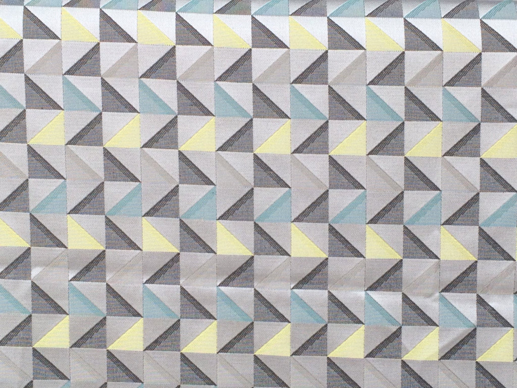 Grey And Yellow Triangle Cotton Fabric By The Metre