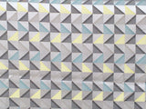 Grey And Yellow Triangle Cotton Fabric By The Metre