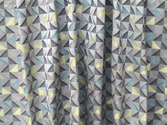 Grey And Yellow Triangle Cotton Fabric By The Metre