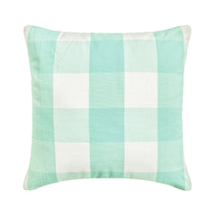 Aqua Plaid - Aqua Blue Buffalo Checks Decorative Euro Sham