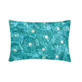 Aquamarine Roses - Art Silk Turquoise Decorative Lumbar Cushion Cover