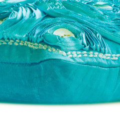 Aquamarine Roses - Art Silk Turquoise Decorative Lumbar Cushion Cover