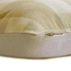 Beige Plaid - Beige Cotton Throw Pillow Cover