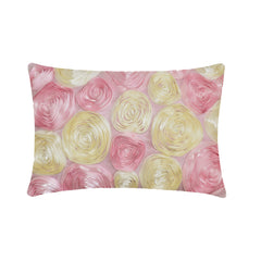 Blossom Bloom - Art Silk Pink Decorative Lumbar Pillow Cover
