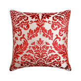 Cayenne Red Damask - Cayenne Red Burnout Velvet Throw Pillow Cover