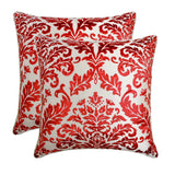 Cayenne Red Damask - Cayenne Red Burnout Velvet Throw Pillow Cover