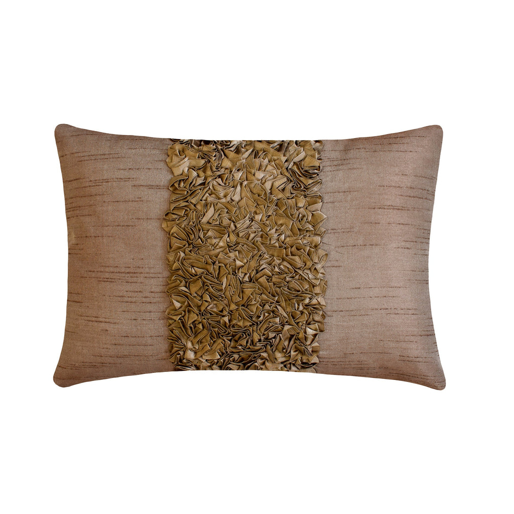 Chocolate Cream - Art Silk Chocolate Brown Decorative Lumbar Pillow Cover