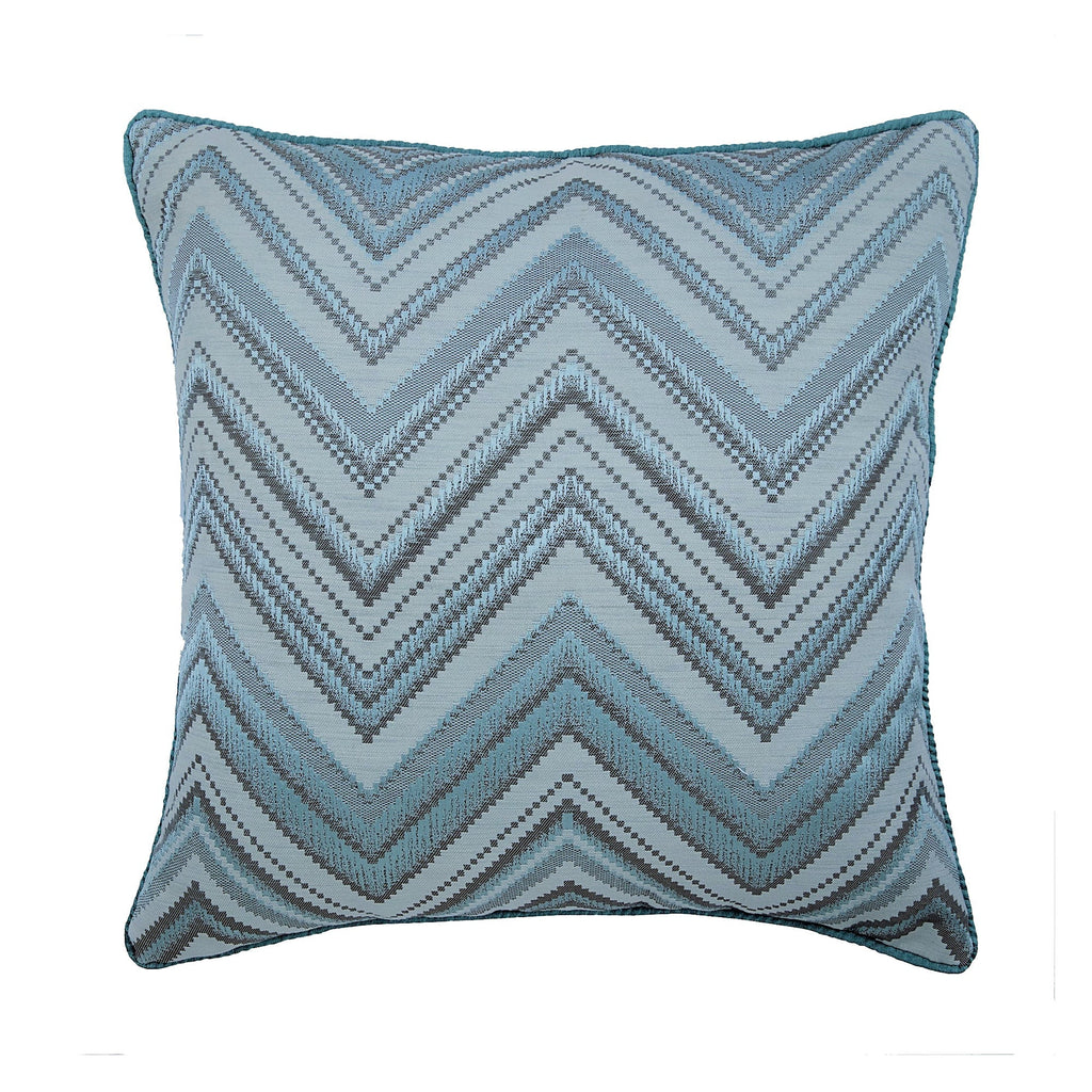 Chevron Blues - Blue Jacquard Silk Throw Pillow Cover