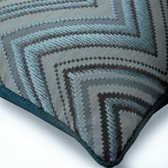 Chevron Blues - Blue Jacquard Silk Decorative Euro Sham