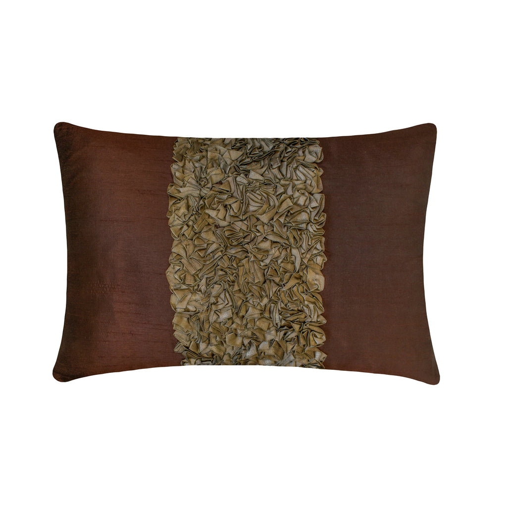 Chocolate Cream - Art Silk Chocolate Brown Decorative Lumbar Pillow Cover