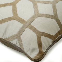 Deco Trellis - Beige Silk Throw Pillow Cover