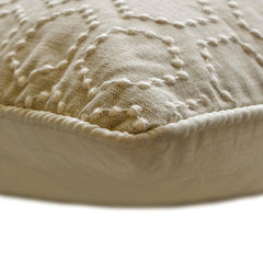 Fresh Linen - Beige Linen Embroidered Decorative Euro Sham
