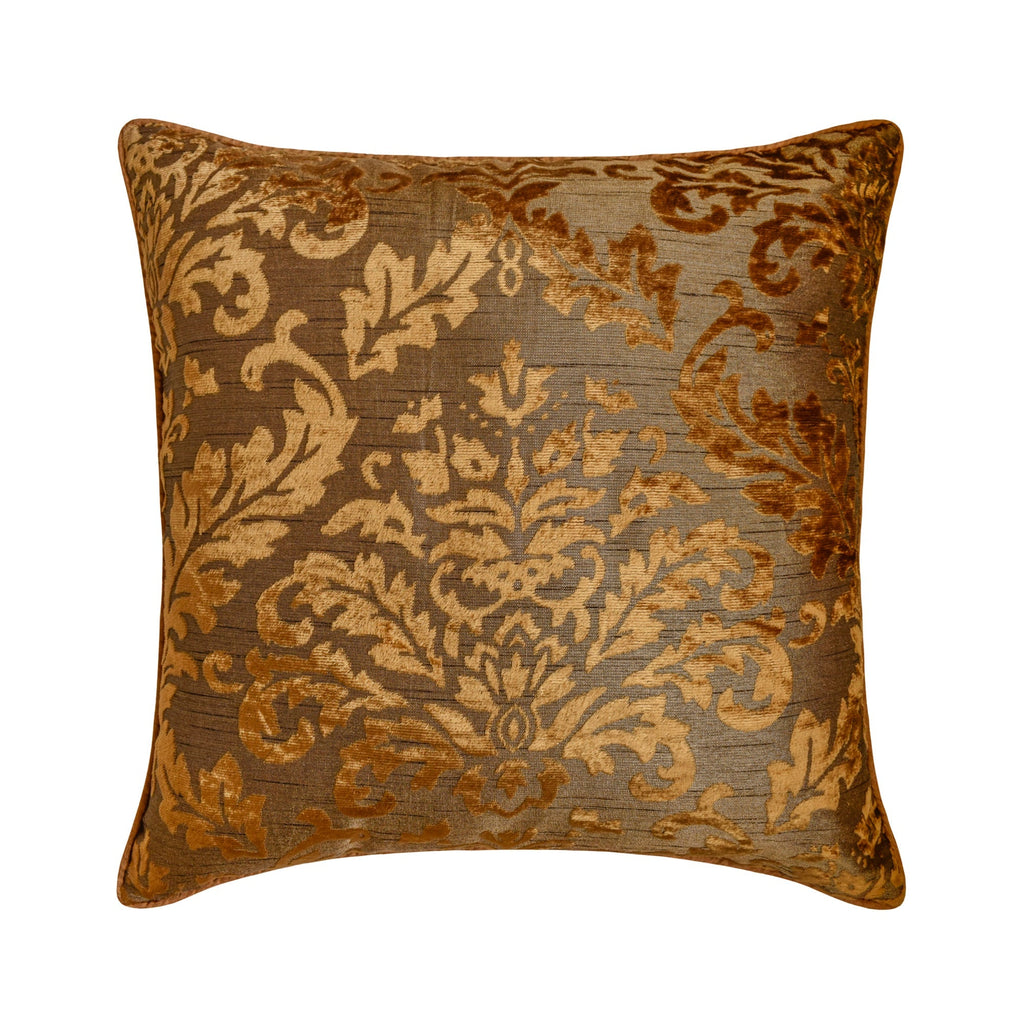 Blonde Damask - Gold Velvet Throw Pillow Cover