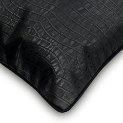 Paved Black - Black Faux Leather Decorative Euro Sham