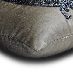 Silver Dancing Peacock - Silver Art Silk Throw Pillow Cover