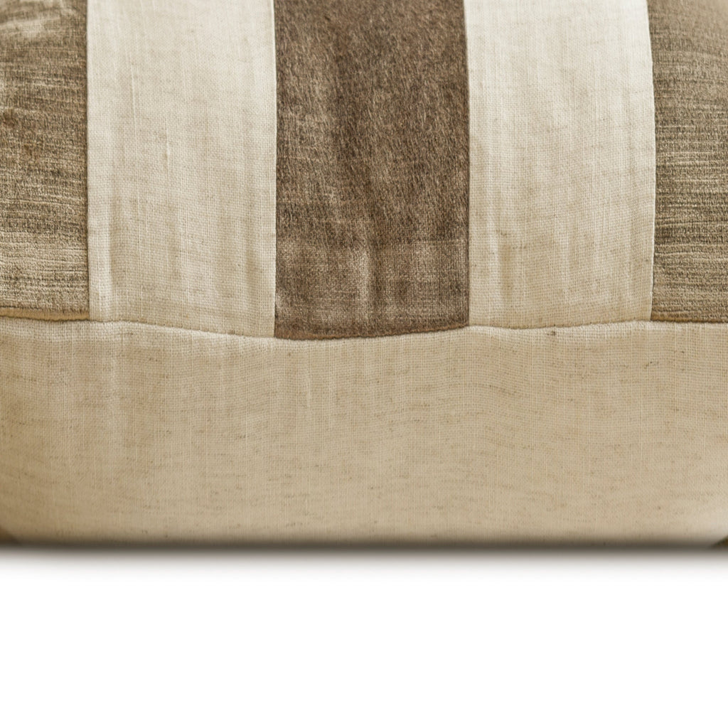 Swathe Beige - Beige Velvet & Linen Lumbar Pillow Cover