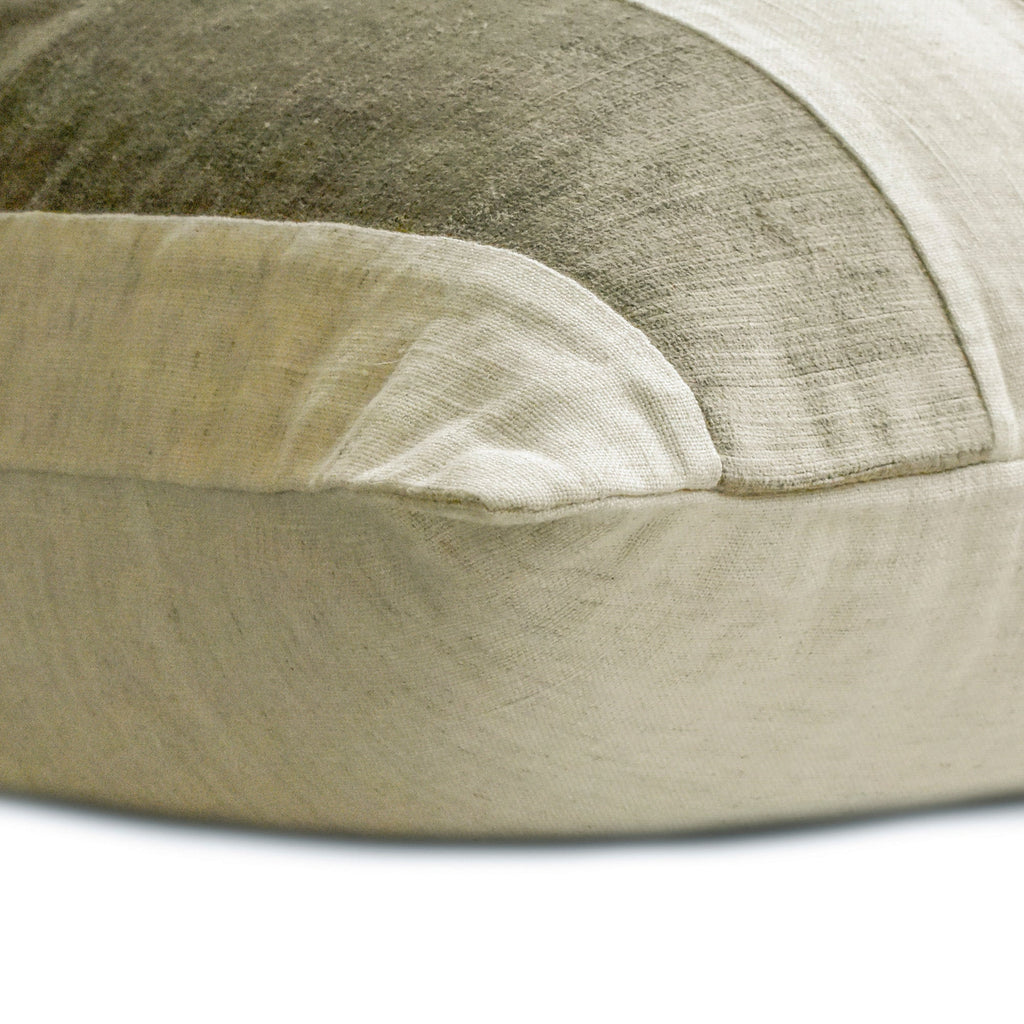 Swathe Beige - Beige Velvet & Linen Lumbar Pillow Cover