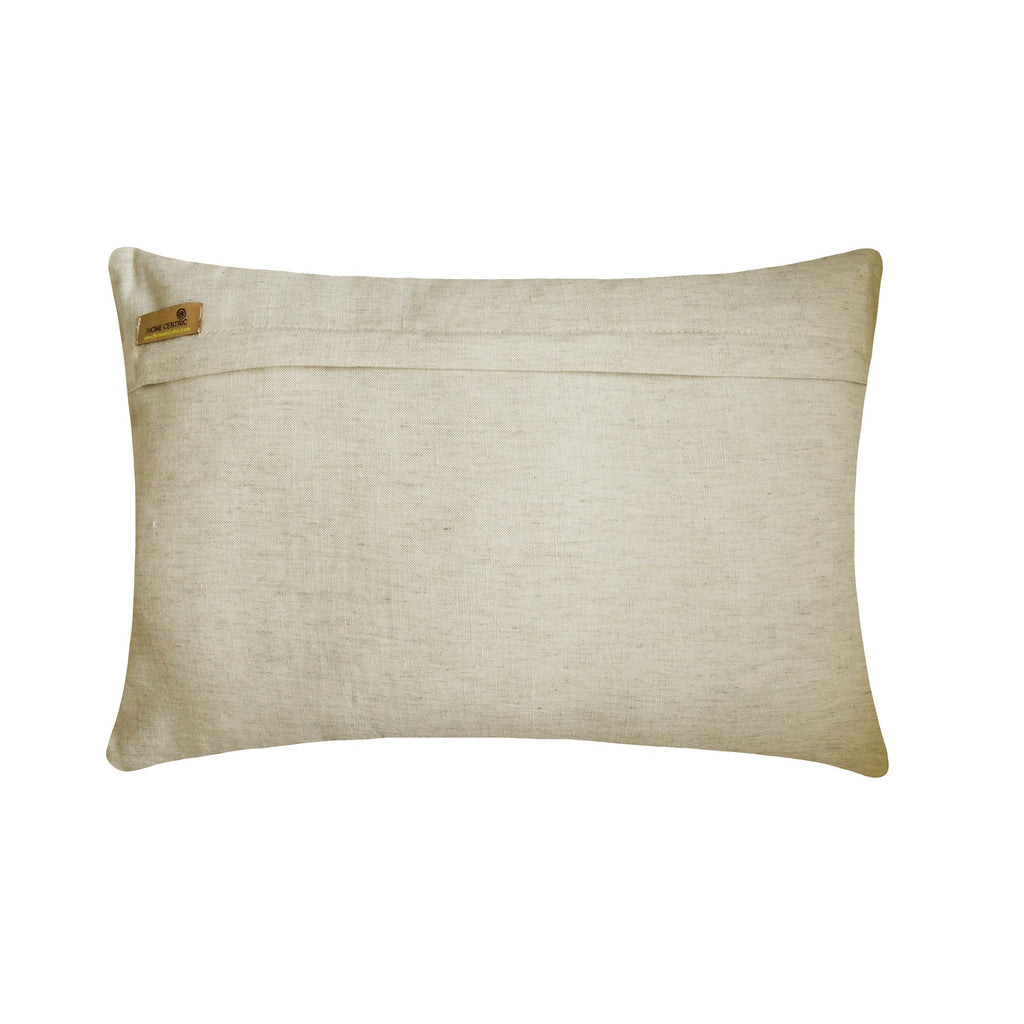 Swathe Beige - Beige Velvet & Linen Lumbar Pillow Cover