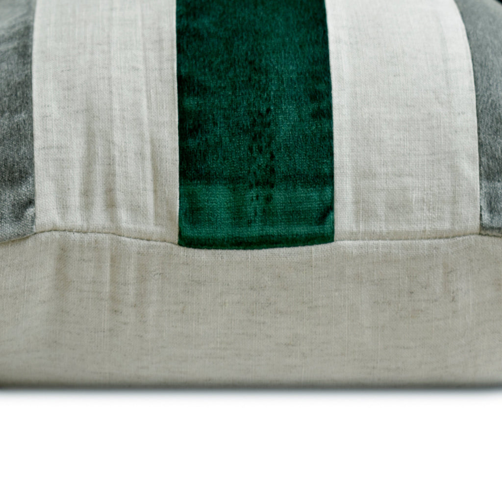 Swathe Emerald - Green Velvet & Linen Lumbar Pillow Cover