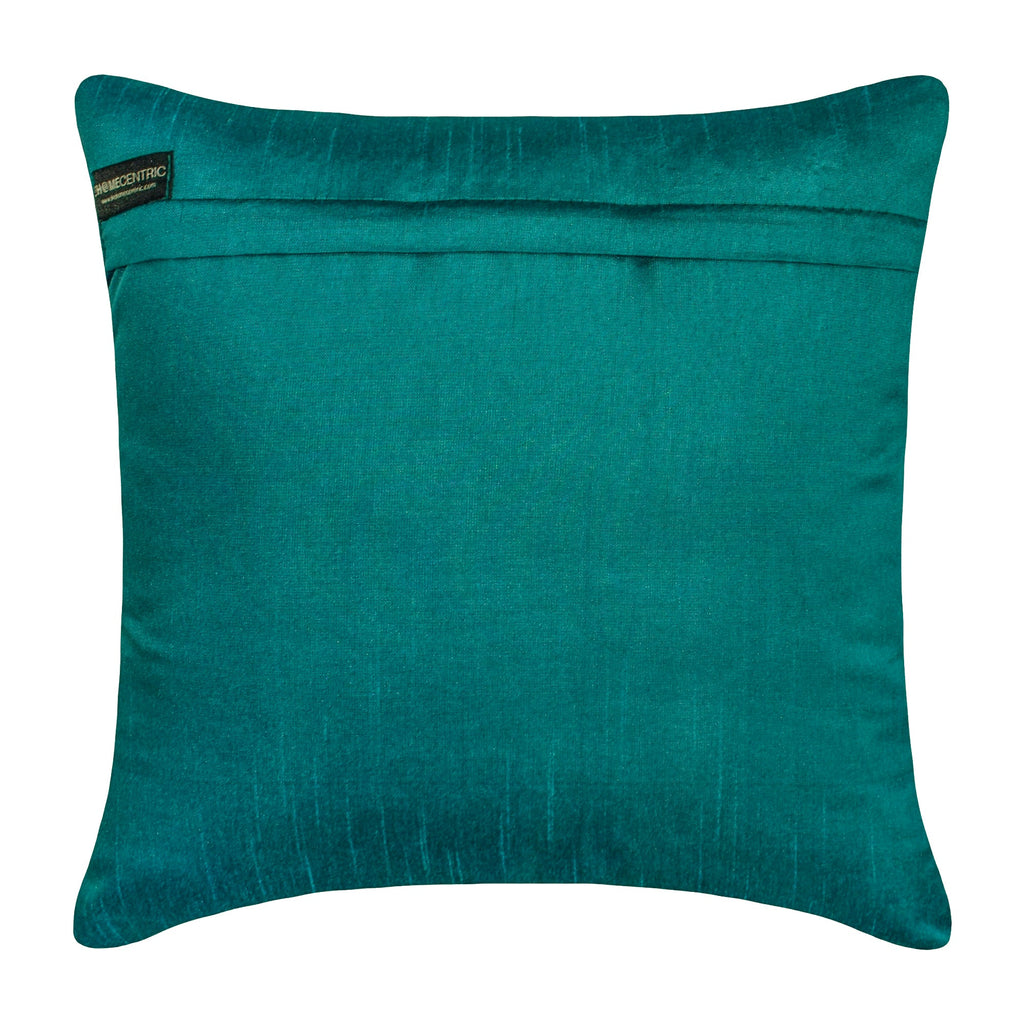 Teal Geometry - Teal Blue Art Silk Throw Pillow Cover