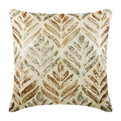 Ageing Copper Foil - Ivory Art Silk Decorative Euro Sham