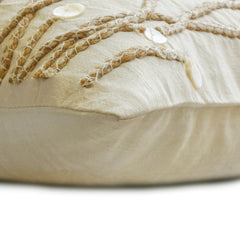 Amour - Art Silk Ivory Decorative Lumbar Cushion Cover