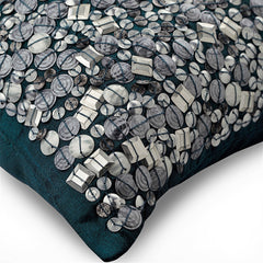Antique Silver Treasure - Teal Blue Art Silk Decorative Euro Sham