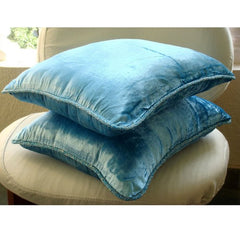 Aqua Shimmer - Aqua Blue Velvet Decorative Euro Sham