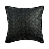 Blue Leather Weave - Blue Faux Leather Throw Pillow Cover