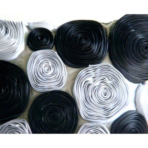 Black Rose - Black & Silver Art Silk Decorative Euro Sham