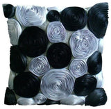 Black Rose - Black & Silver Art Silk Decorative Euro Sham