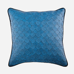 Black Leather Weave - Black Faux Leather Throw Cushion Cover