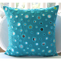 Blue Mirror - Aqua Blue Art Silk Decorative Euro Sham