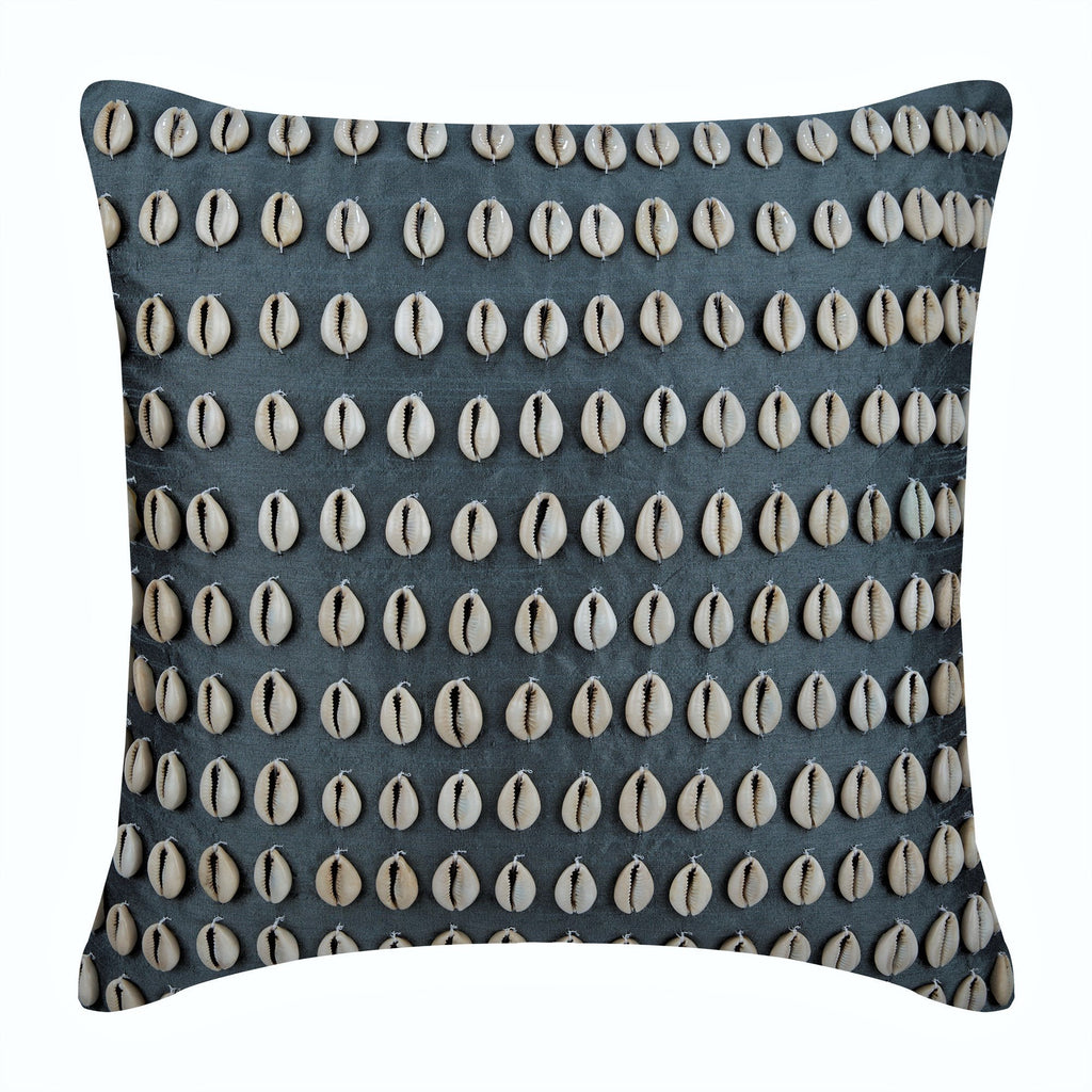 Bohemian Shells - Blue Silk Decorative Euro Sham