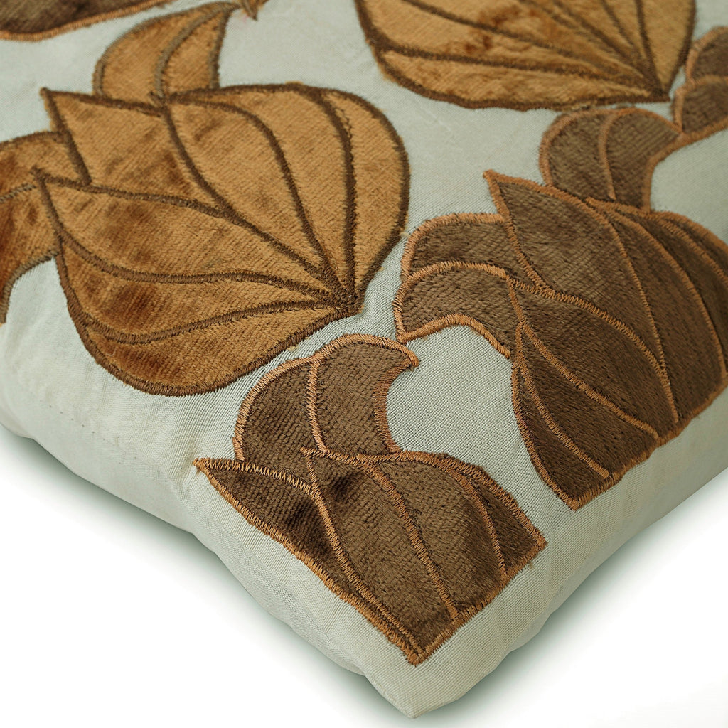 Brown Lotus Dreams - Sage Green Taffeta Throw Pillow Cover
