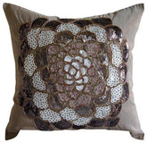 Brown Wildflower Silk Decorative Euro Sham