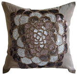 Brown Wildflower Silk Decorative Euro Sham
