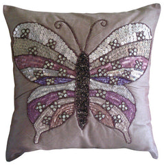 Butterfly Envy - Green Art Silk Throw Cushion Cover