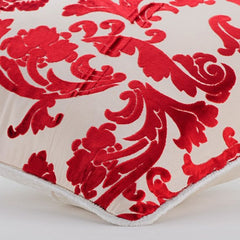 Cayenne Red Florals - Cayenne Red Burnout Velvet Decorative Euro Sham