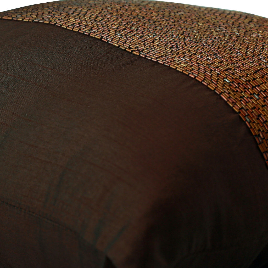 Center Stage - Brown Art Silk Decorative Euro Sham