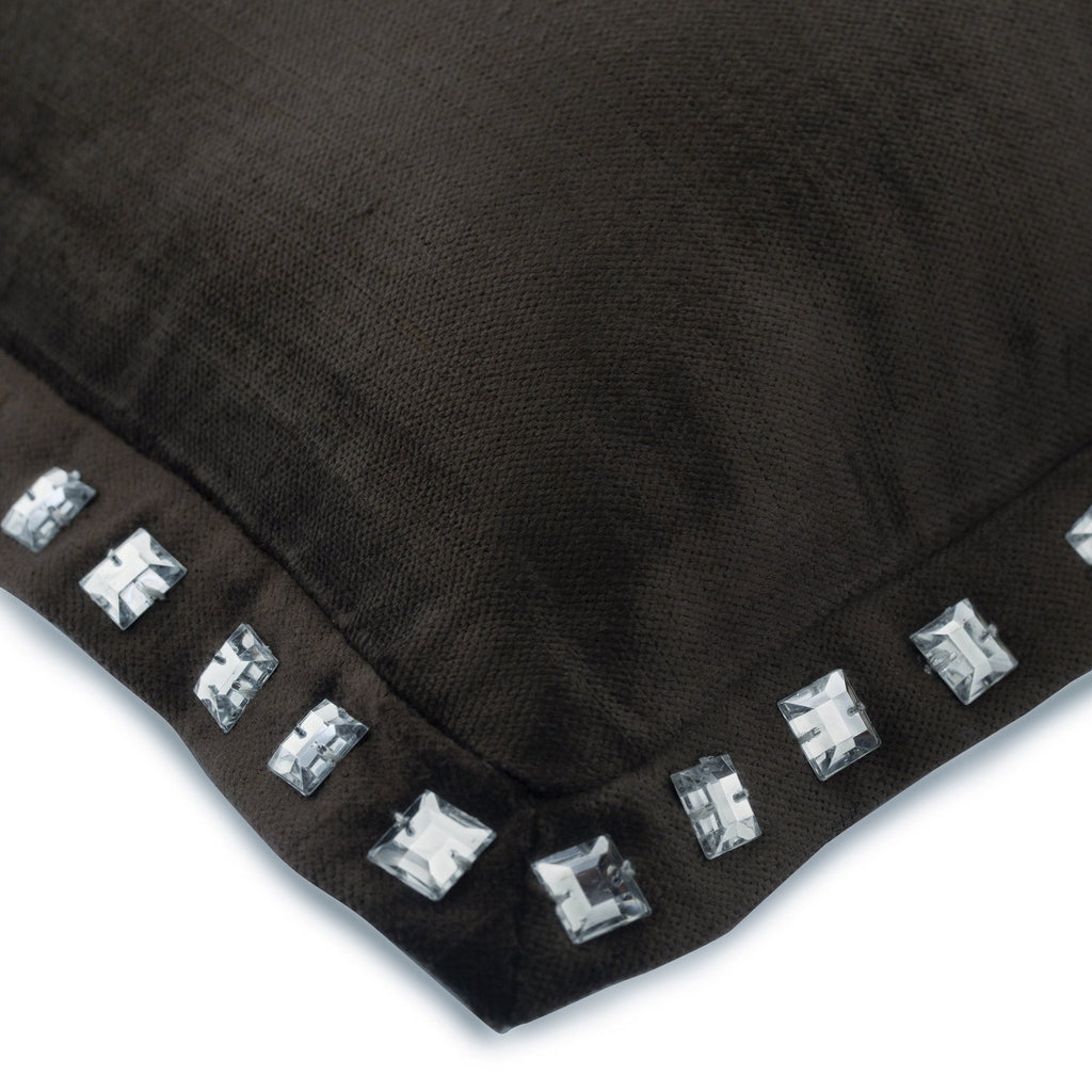 Charcoal Crystal Palace - Charcoal Gray Velvet Decorative Euro Sham