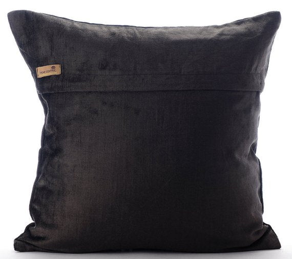 Charcoal Onyx - Charcoal Gray Velvet Throw Pillow Cover