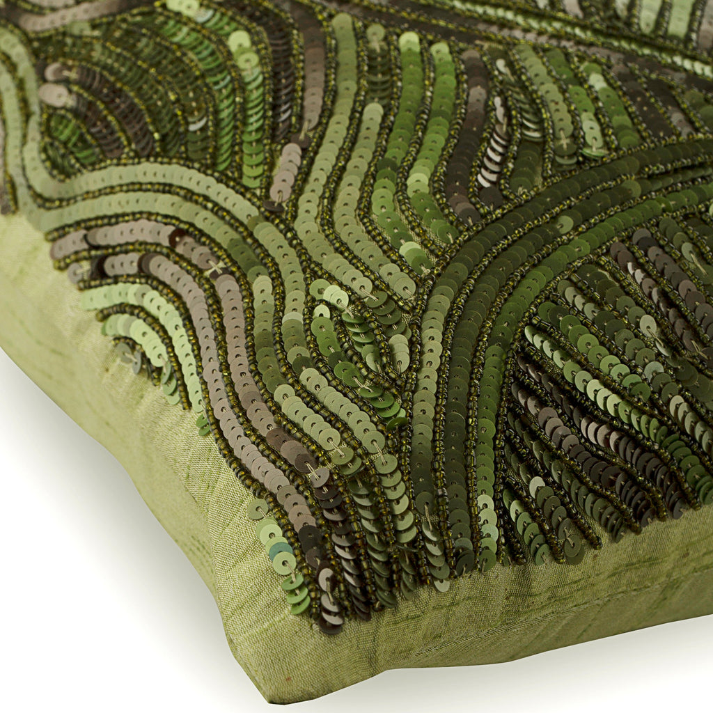 Chlorophyll Beaded Throw Pillow Cover