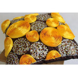 Chocolate Marigolds - Brown Art Silk Decorative Euro Sham