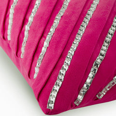 Crystal Heart - Fuchsia Pink Suede Throw Pillow Cover